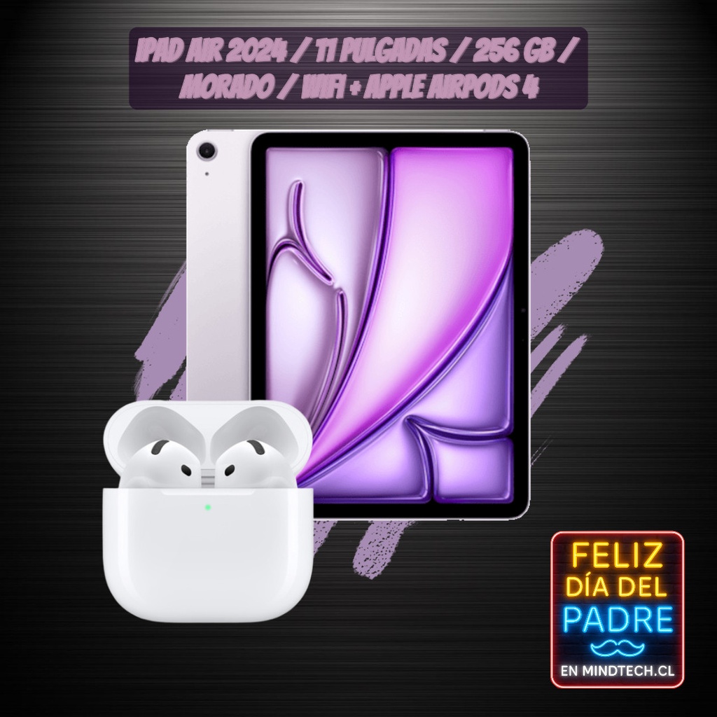 Pack iPad Air 2024 / 11 pulgadas / 256 GB / Morado / Wifi + Apple Airpods 4