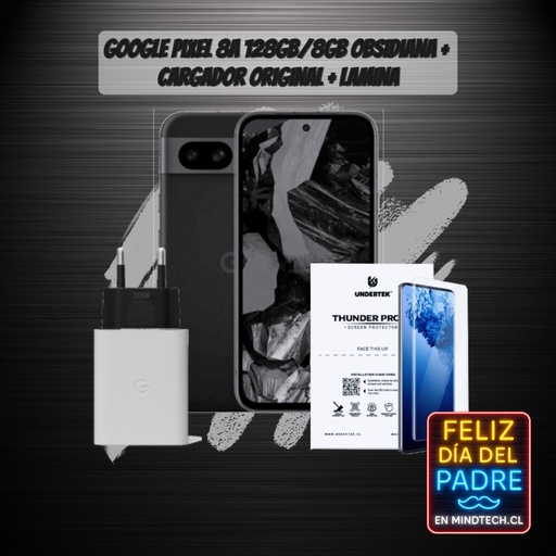 Pack Google Pixel 8a / 128 GB / 8 RAM / Obsidiana / USA + Cargador Original + Lamina HD