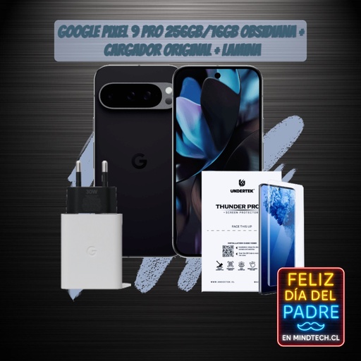 Pack Google Pixel 9 Pro - 256 GB / 16 RAM / Obsidiana + Cargador Original + Lamina HD