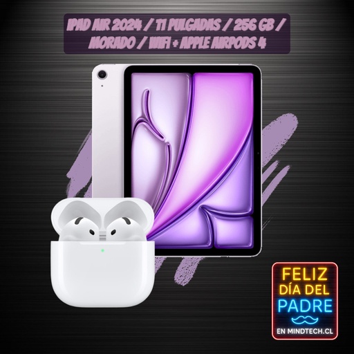 Pack iPad Air 2024 / 11 pulgadas / 256 GB / Morado / Wifi + Apple Airpods 4