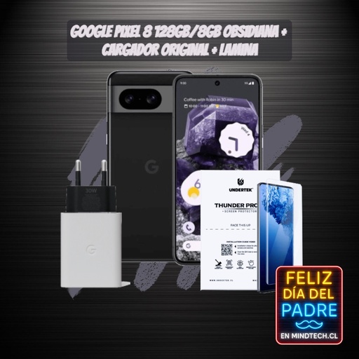 [Pack-GP001] Pack Google Pixel 8 / 8GB RAM / 128GB / Obsidiana + Cargador + Lamina